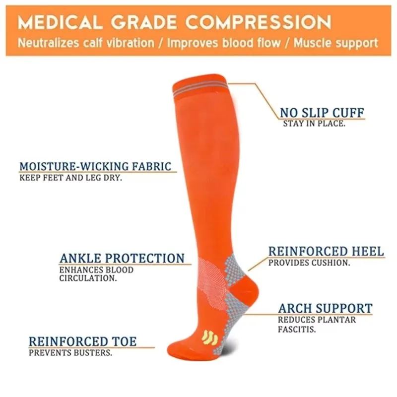 Sport-Kompressionssocken Stoßdämpfende Rutschfeste Krampfadern-Socken Feuchtigkeitsabsorbierende Schweißsocken Lauf- und Radsocken Krampfadern – Detail 1
