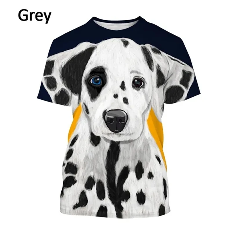 Summer Short-Sleeved Men\'s T-Shirt 3D Animal Dalmatian Funny T-Shirt Anime Cute Aalmatian Shiba Inu Street Slothing Women Tees