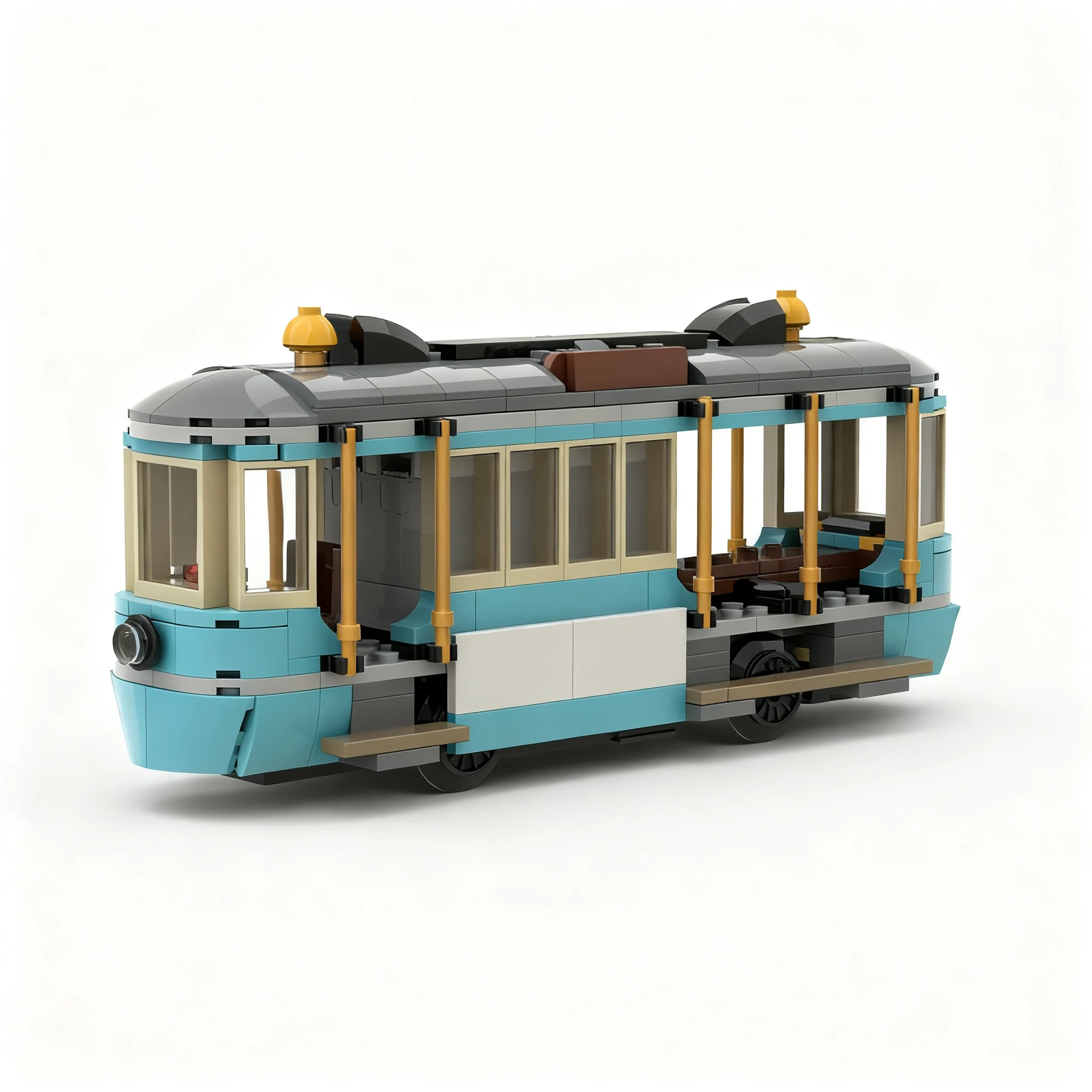 363pcs MOC City Trains Classic Beach Tram MOTORIZED! Model Building Blocks Construction Toys Christmas Gift Collection Education