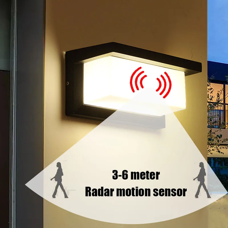 

18W LED Wall Lamp Waterproof IP66 Porch Fixtur Modern Radar Motion Sensor Courtyard Garden Outdoor Indoor Light AC90~260V SS002