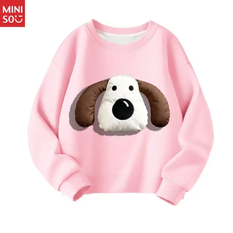 

Miniso 3D плюшевая детская одежда осень-зима повседневная флисовая толстовка с длинными рукавами и милой собакой для мальчиков и девочек с героями мультфильмов аниме