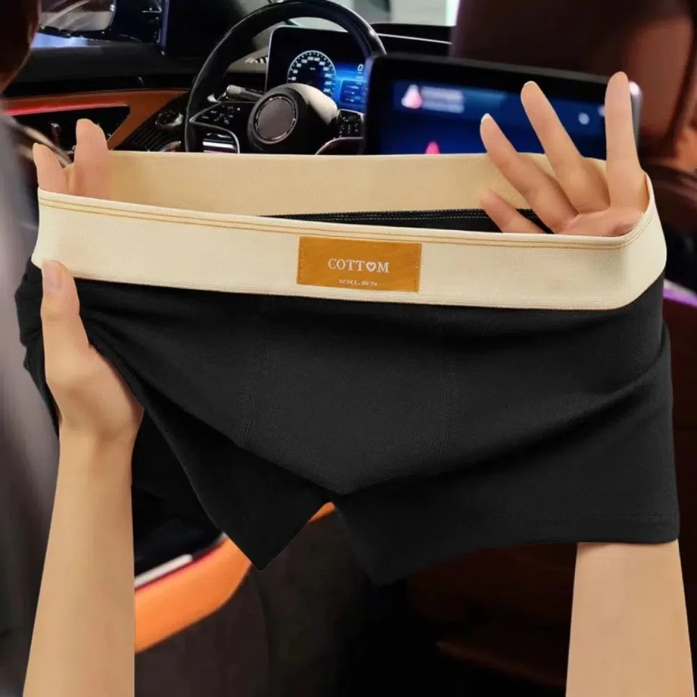 4Pcs Fashion Solid Color Men's Boxer Briefs L-4XL Seamless Underwear for Man Mid Waist Elastic Men Panties Boys