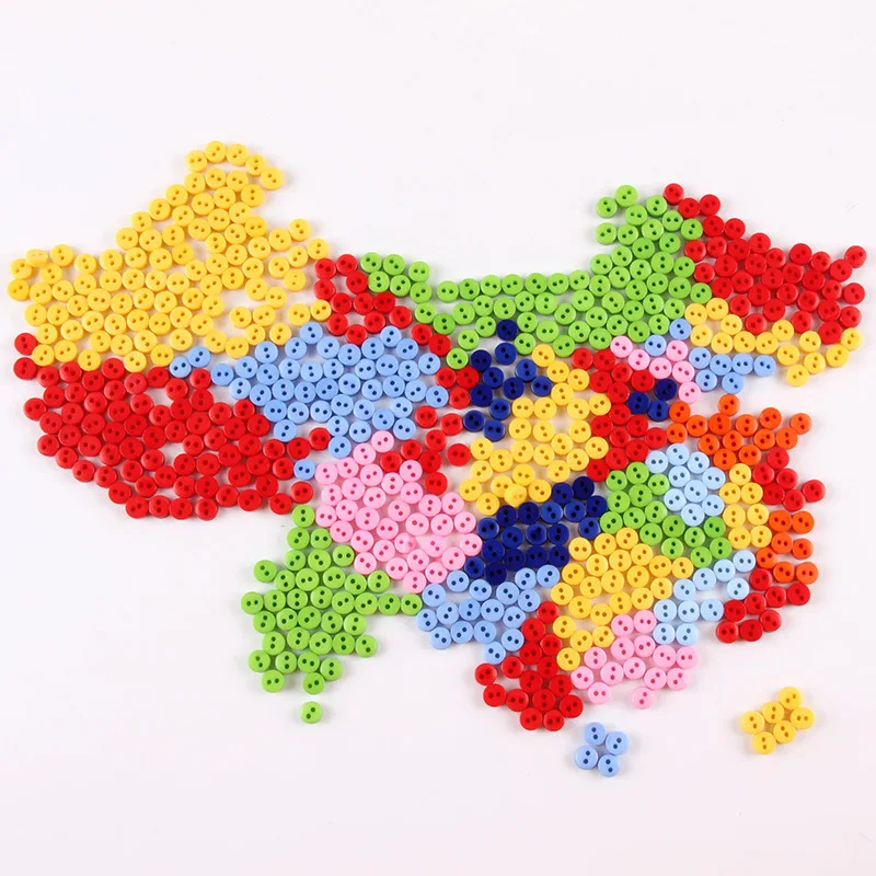 100Pcs 6mm Mini Resin Buttons Colorful Kid's Apparel Sewing Accessories Two Holes DIY Scrapbooking