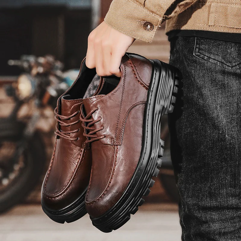 

Men's leather shoes Casual gentleman style Office or Business Classic adult suit high-quality shoes Luxury Thick Bottom New