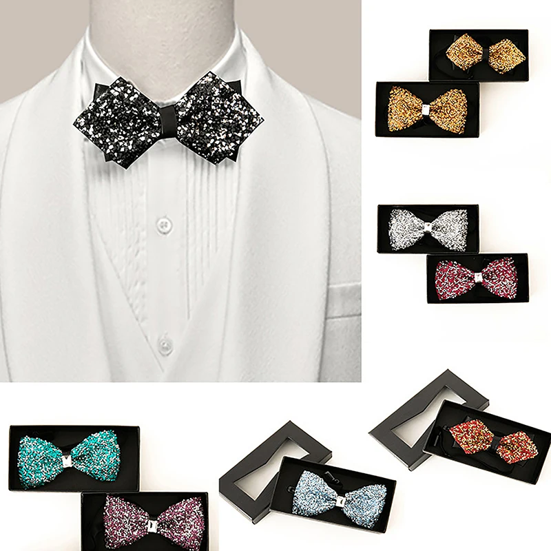 Exquisite Rhinestone Bow Gentleman Ties For Men Pre-tied Sequin Bow Ties Elegant Men Wedding Prom Tuxedo Accessories Gifts