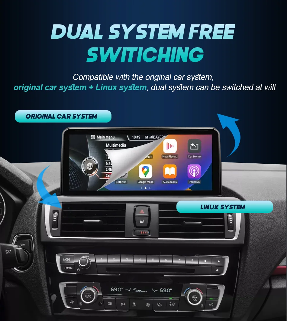 10.25'' 12.3'' 1920*720 Car Multimedia Linux Screen For BMW X1 F48 X2 F39 2016-2022 NBT EVO Stereo Android Auto Wireless Carplay