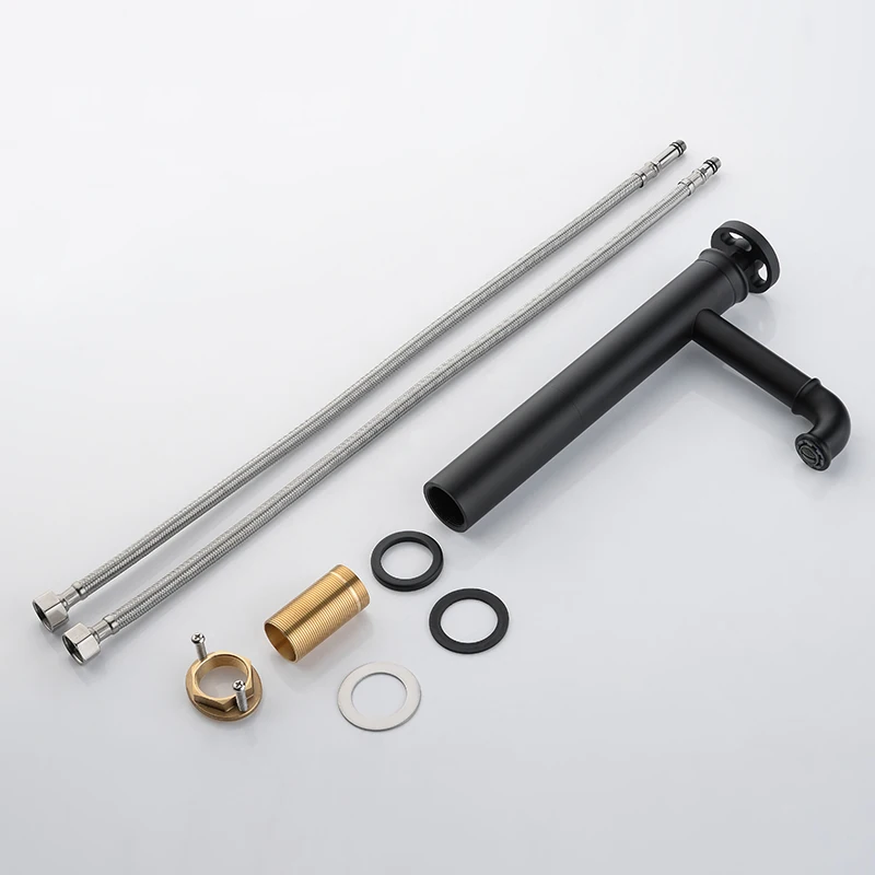 Grifos de lavabo estilo Industrial Retro, grifo de baño con grúa de latón negro mate, grifo mezclador de agua fría y caliente torneira WF-20A03R