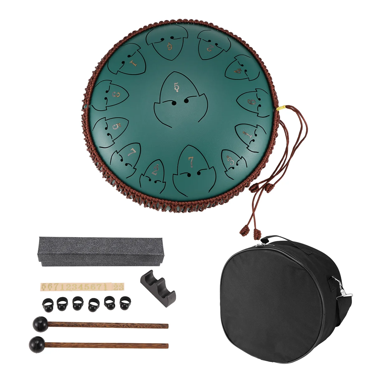 Rain Drum for Outside Steel Tongue Drum, 13 Notes 12 Inches Chakra Tank Drum Steel Percussion Padded Mallets