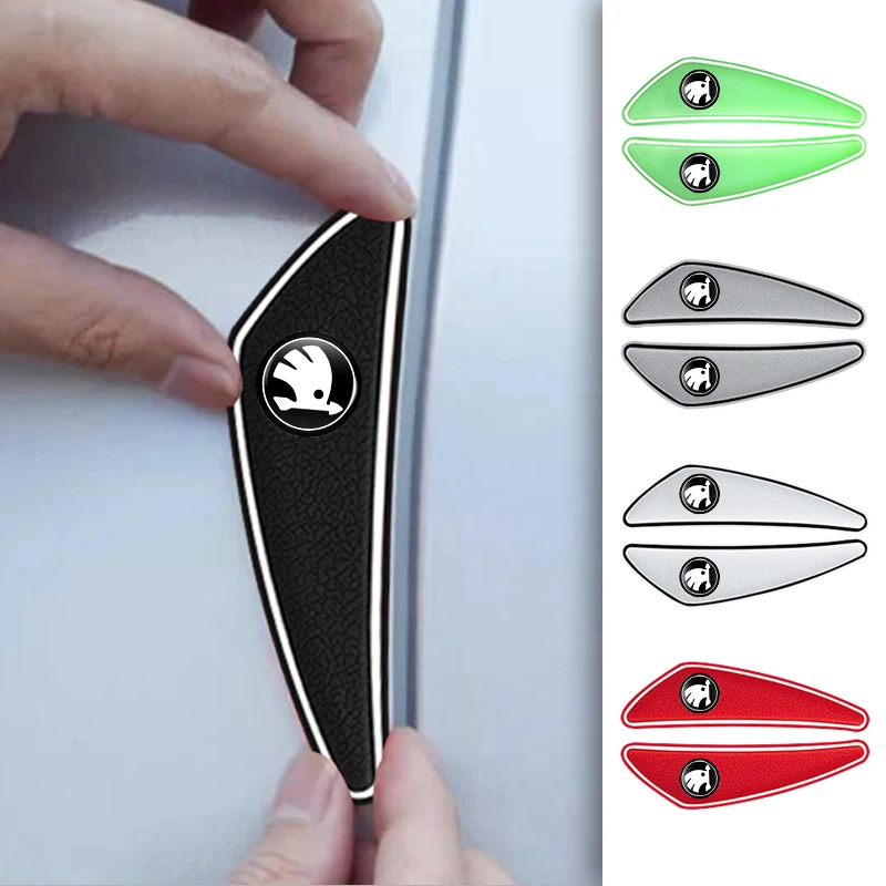 4PCS Car Door Edge Protector Guards Sticker Strip Accessories For Skoda Octavia Rapid Kodiaq Superb Derivative Karoq Fabia Kamiq