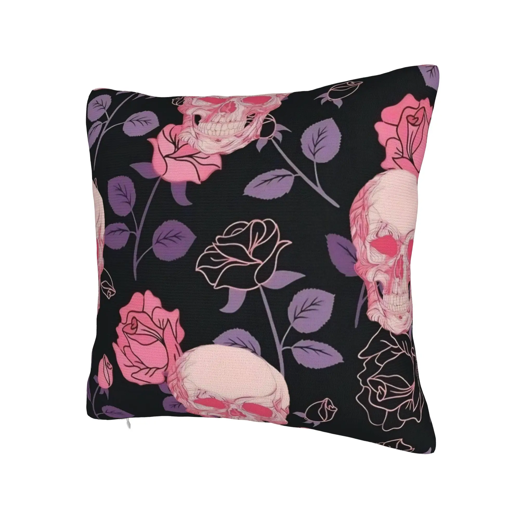 Halloween Skulls And Flowers Gothic Goth Pillowcases Merch Printed Cushion Cover Gift  Pillow Case Cover Home Multiple Sizes