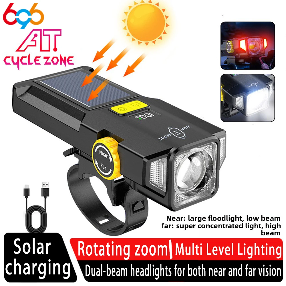 

Waterproof Headlight Bike Light TYPE-C Fast Charging Cycling Safety Flashlight Dual Lithium Battery 2000 Lumens LED Bicycle Lamp