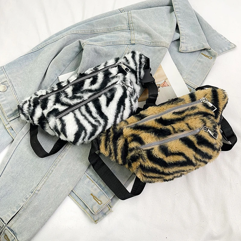 Plush Waist Bag New Lamb Fleece Chest Bag Autumn Winter Cute Women\'s Crossbody Bag Fashionable Small Shoulder Bag Wholesale