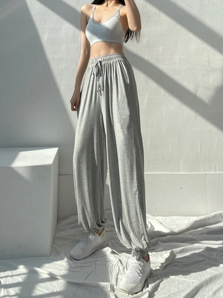 

Loose Modal Sports Pants Women's Spring Autumn Thin Yoga Fitn Dance High Waist Wide Leg Lantern Pants Street Sle Long Tr...