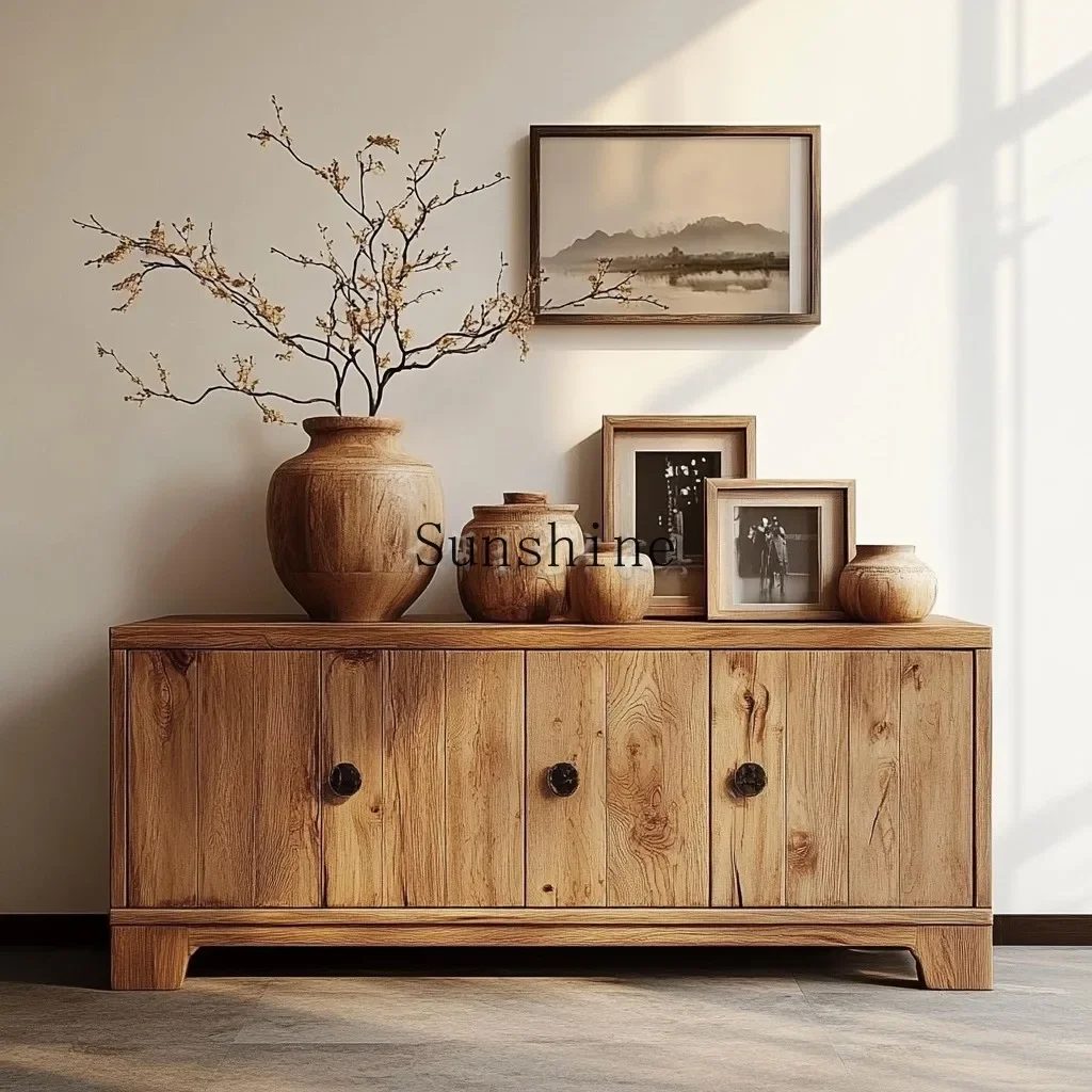 

Medieval style solid wood dining side cabinet wabi-sabi retro bedside table FT