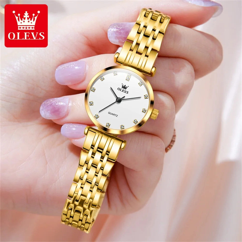 OLEVS Relógio de quartzo impermeável para mulheres, 5596 diamante, elegante relógio de pulso, marca superior, negócio, original, luxo, 2024