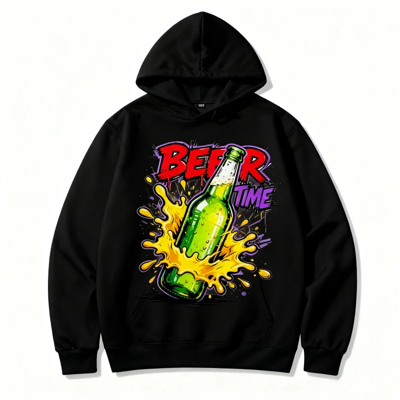 

Beer Time Funny Print Men's Women's Hoodie Oktoberfest Party Long Sleeve Hooded Clothes Creative Personality Casual Pullover Top