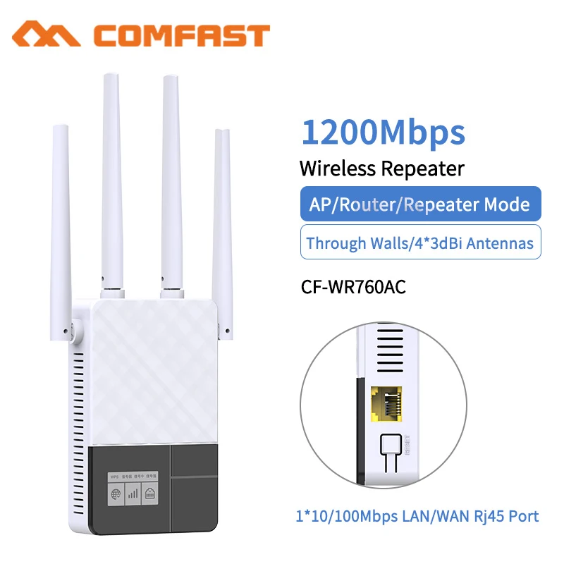 COMFAST 1200Mbps Wi Fi Extender OLED 5G Wifi Sinal Repetidor WPS Wifi Versterker 802.11N Repetiteur Wifi Puissant