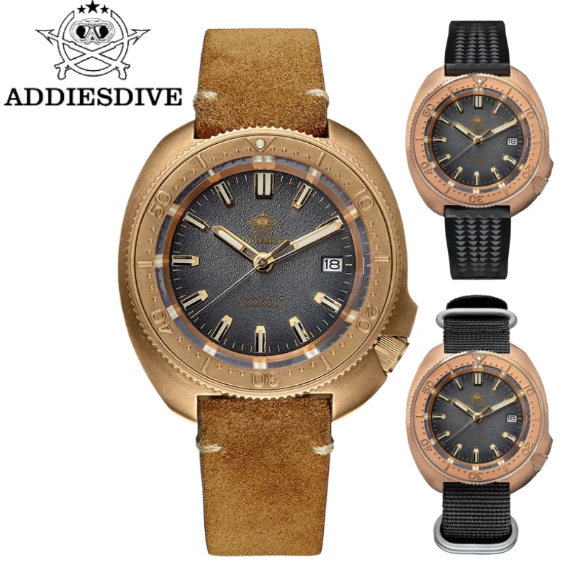 

ADDIESDIVE Men's Watch Sapphire Glass Bronze case 100m Waterproof Sapphire Glass C3 Luminous NH35 Automatic Mechanical Watches