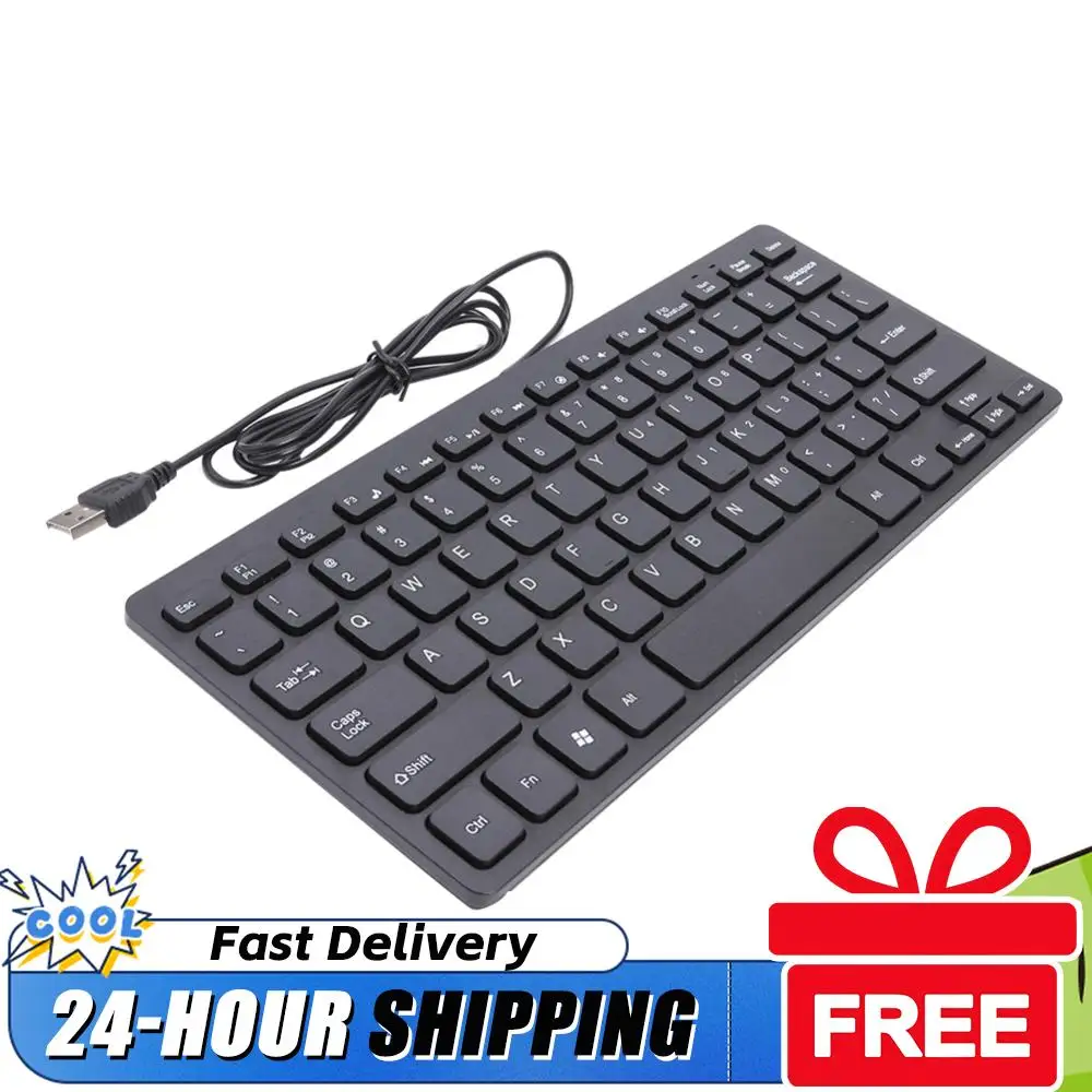 

Клавиатура Classic Delicate K1000, супертонкая, USB, мини, мультимедийная, проводная, 78 клавиш, для ноутбука