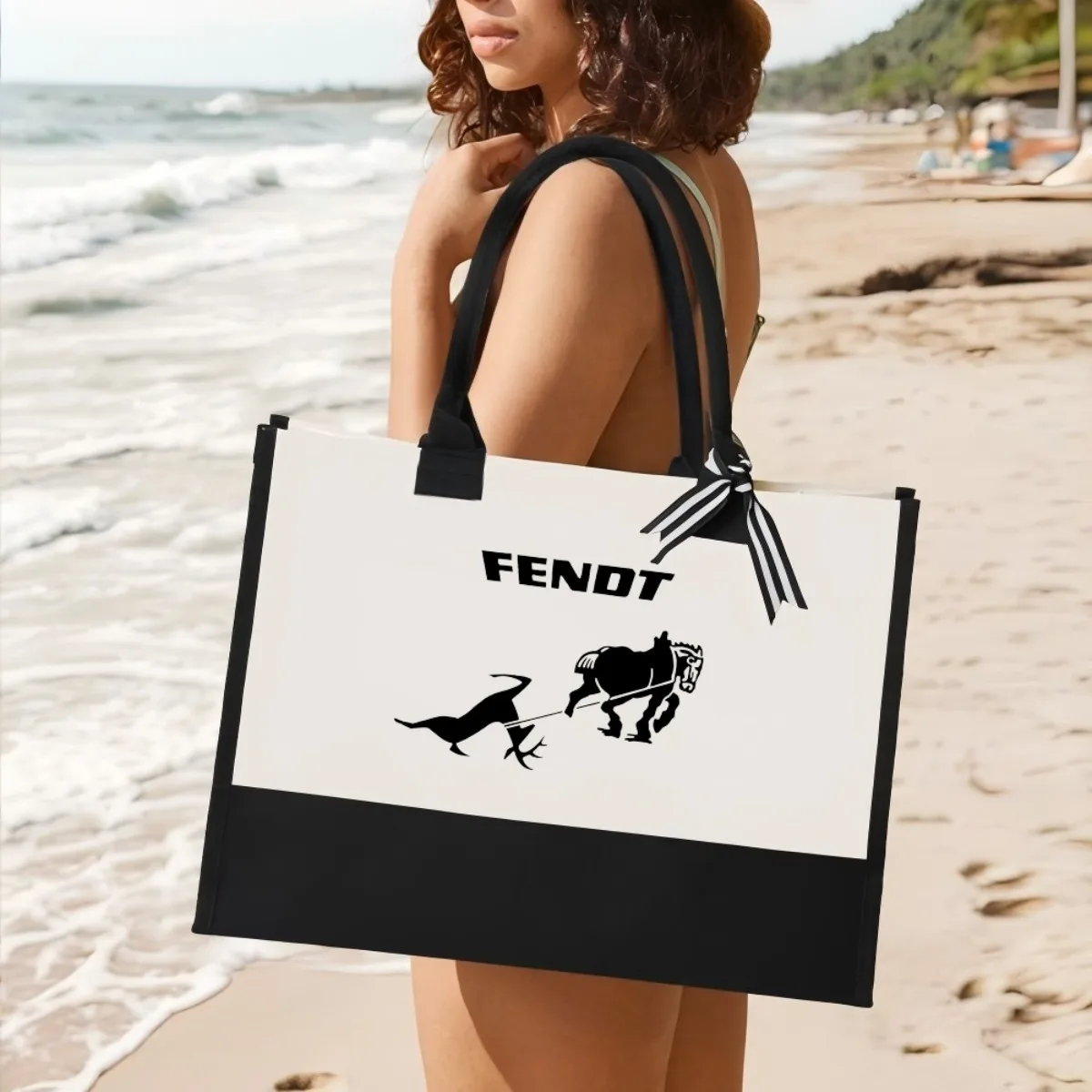 FENDT 2026 وصول جديد موضة عملية واسعة قابلة لإعادة الاستخدام حمل حقيبة نمط طباعة 2 لهجة الثقيلة حقيبة كتف كبيرة لجميع D