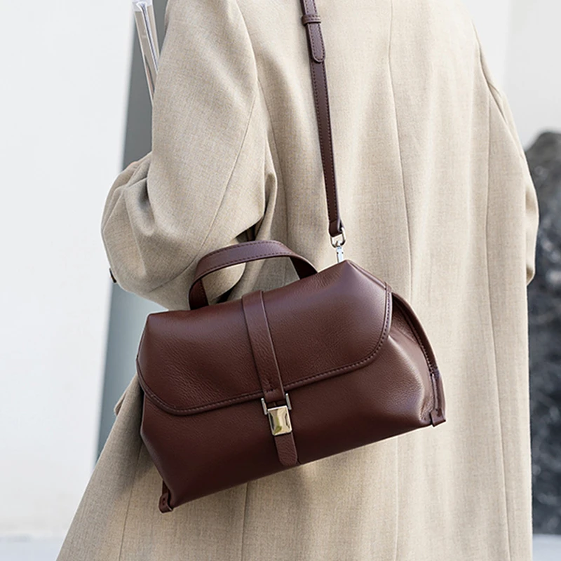 

Burminsa Vintage Genuine Leather Pillow Shoulder Bags For Women 2025 Trend Designer Crossbody Purses Top Handle Ladies Handbags