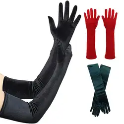 1 Pair Bride Wedding Gloves Golden Velvet Anti-slip Five Fingers Retro Dance Ball Banquet Cocktail Party Ball Lady Gloves