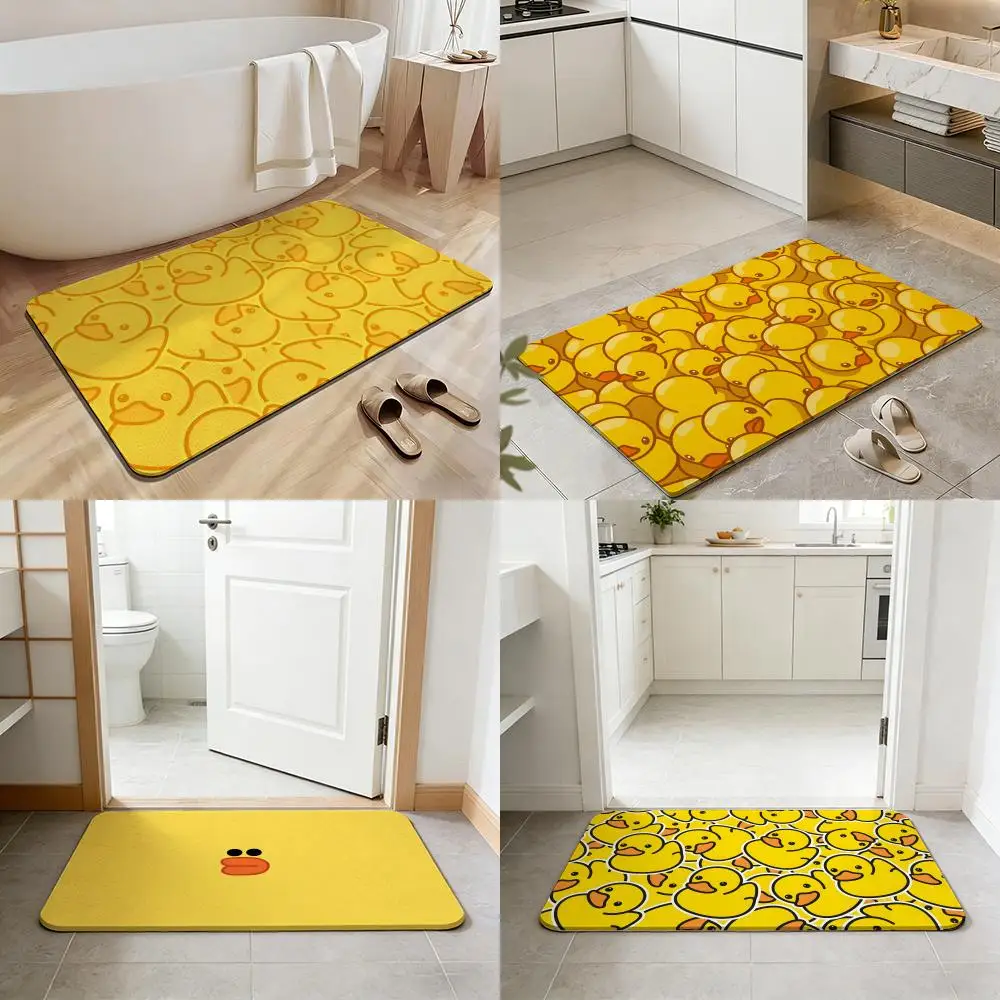 Design Y-Yellow Rubber Duck Floor Mat Non-slip Quick-dry Diatomaceous Earth Bath Mat, Absorbent Doormat