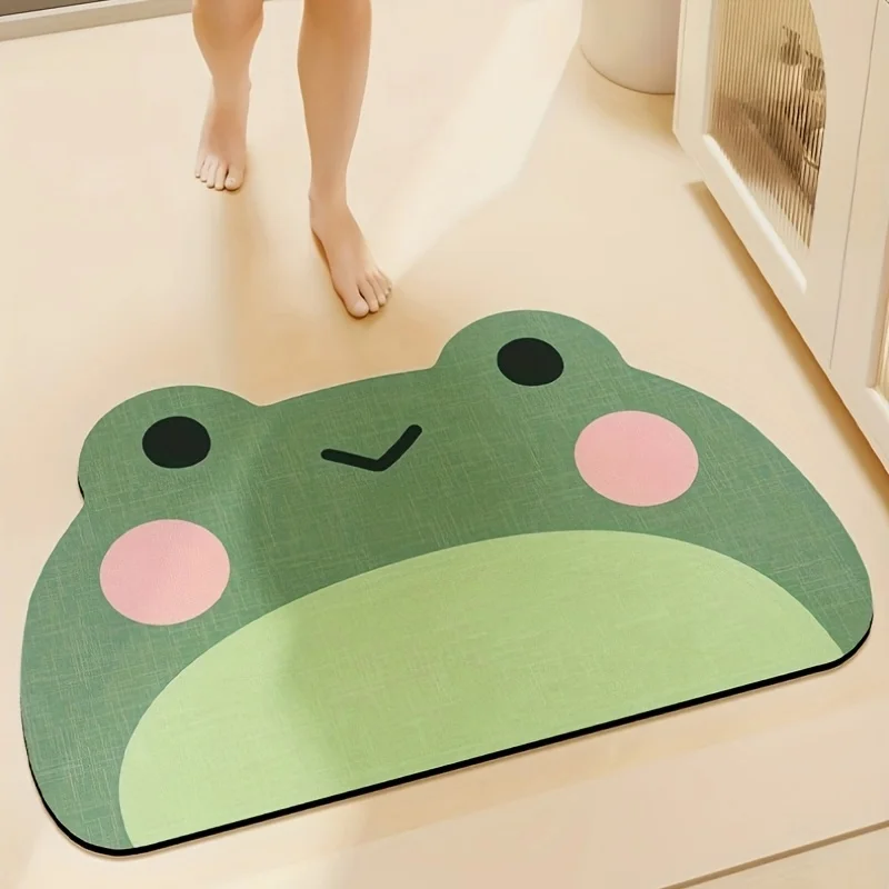 VIKAMA Cute Frog Pattern Bathroom Floor Mat Bathroom Shower Room Water Absorption Anti slip Carpet Home Decoration
