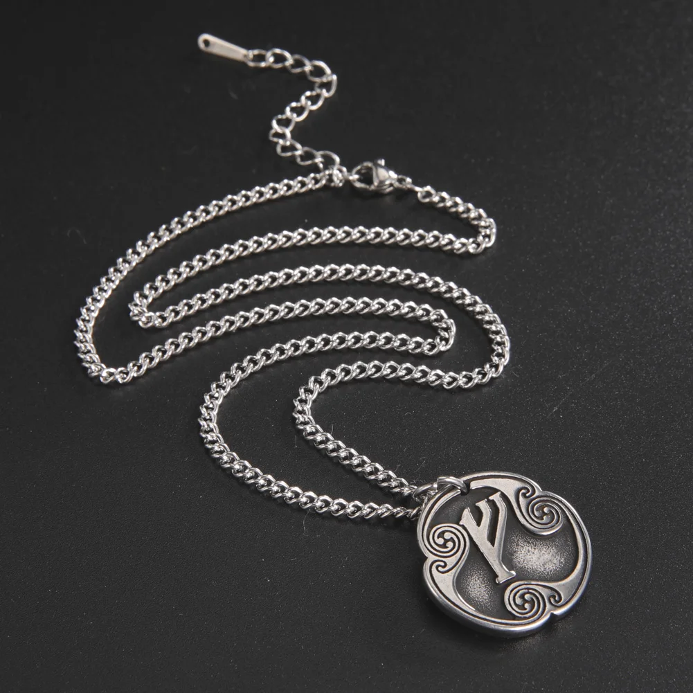 Amaxer Retro Mysterious Viking Adjustable Norse Rune Letter Charm Necklaces Chain for Women Men Stainless Steel Amulet Jewelry