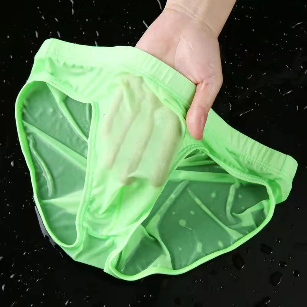 Sleep Bottoms Men's Ice Silk Briefs Underwear Quick-Dry Lingerie Gay Sissy Pouch Panties Breathable Trunks Low Waist Underpants - Image 3