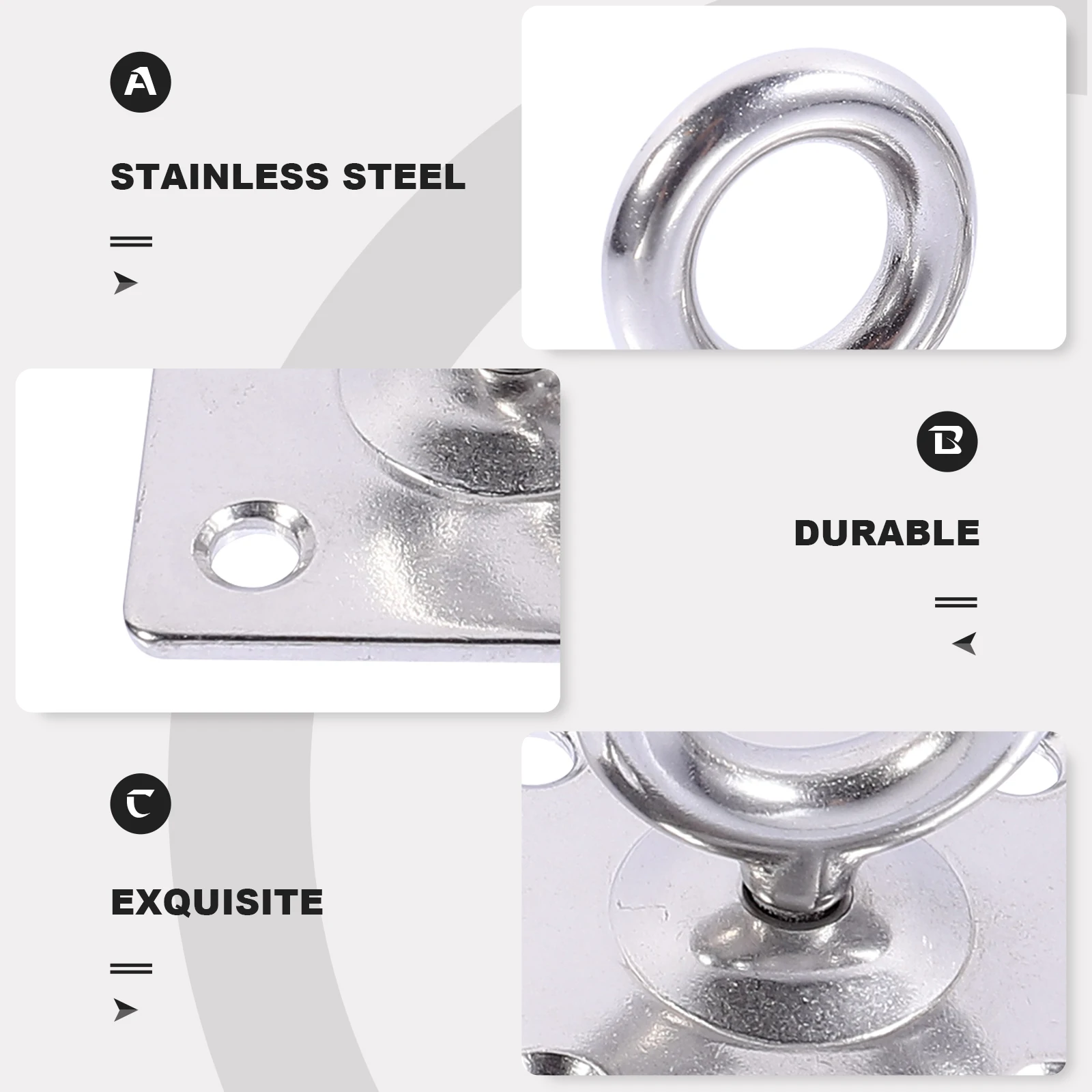 2 pezzi piastra passacavo fissa clip in metallo resistente sospensione a forma quadrata gancio da soffitto montaggio a parete argento durevole cuscinetto forte