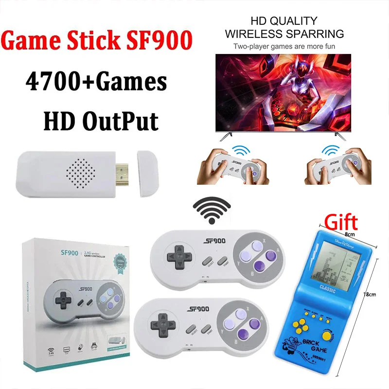 

SF900 Video Game Console For Super Nintendo SNES NES Built in 4700+ Games 4G HDMI-Compatible TV Game Stick Handheld Game Player