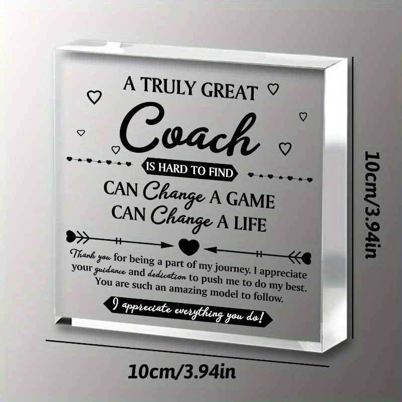 Sports Coach Acrylic Gift: Thank you sign, cute desk decor – ideal for baseball/basketball/soccer/hockey coaches, home use.