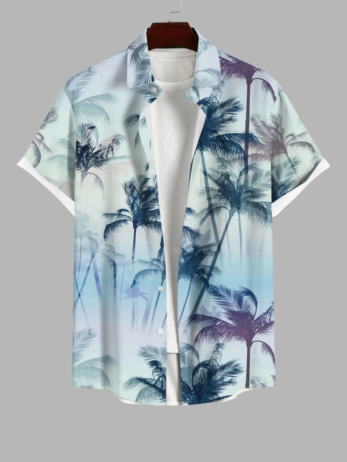 Rosegal Matchable Couple Hawaiian  Coconut Tree Ombre Print Shirt or Plus Size Flare Tank Dress 2026 new Holiday Couple Outfits