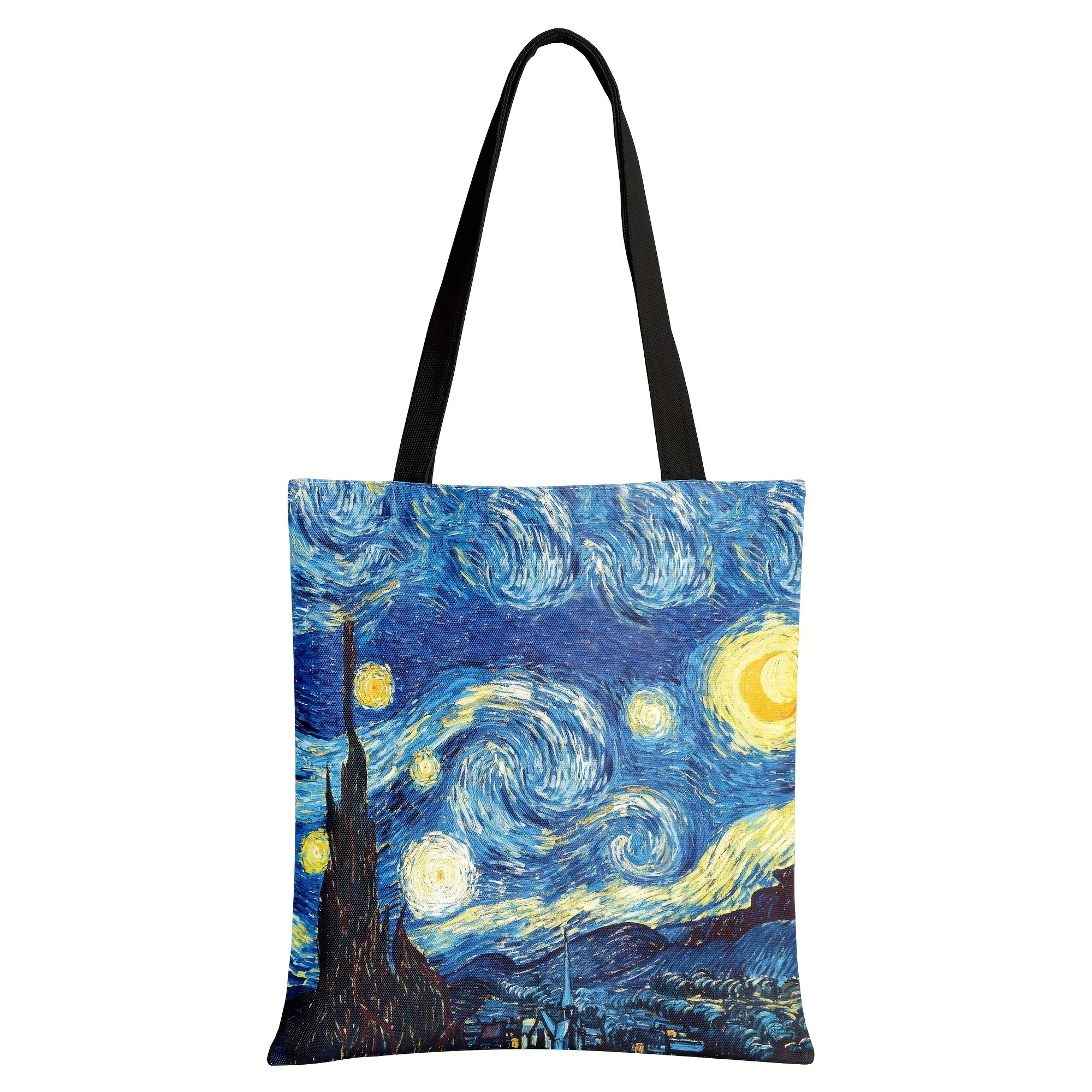 Borsa in tela serie Van Gogh pittura a olio notte stellata girasole fiore di albicocca porta caffè borsa a tracolla leggera