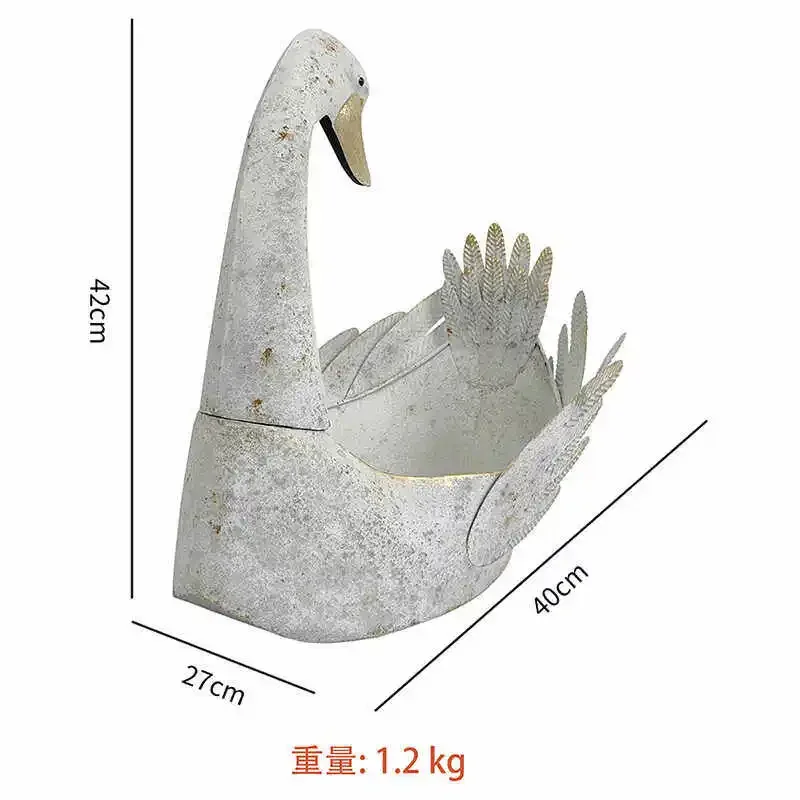 European wrought iron swan flower pot garden decorative ornament creative handicrafts grocery garden outdoor decorative flower