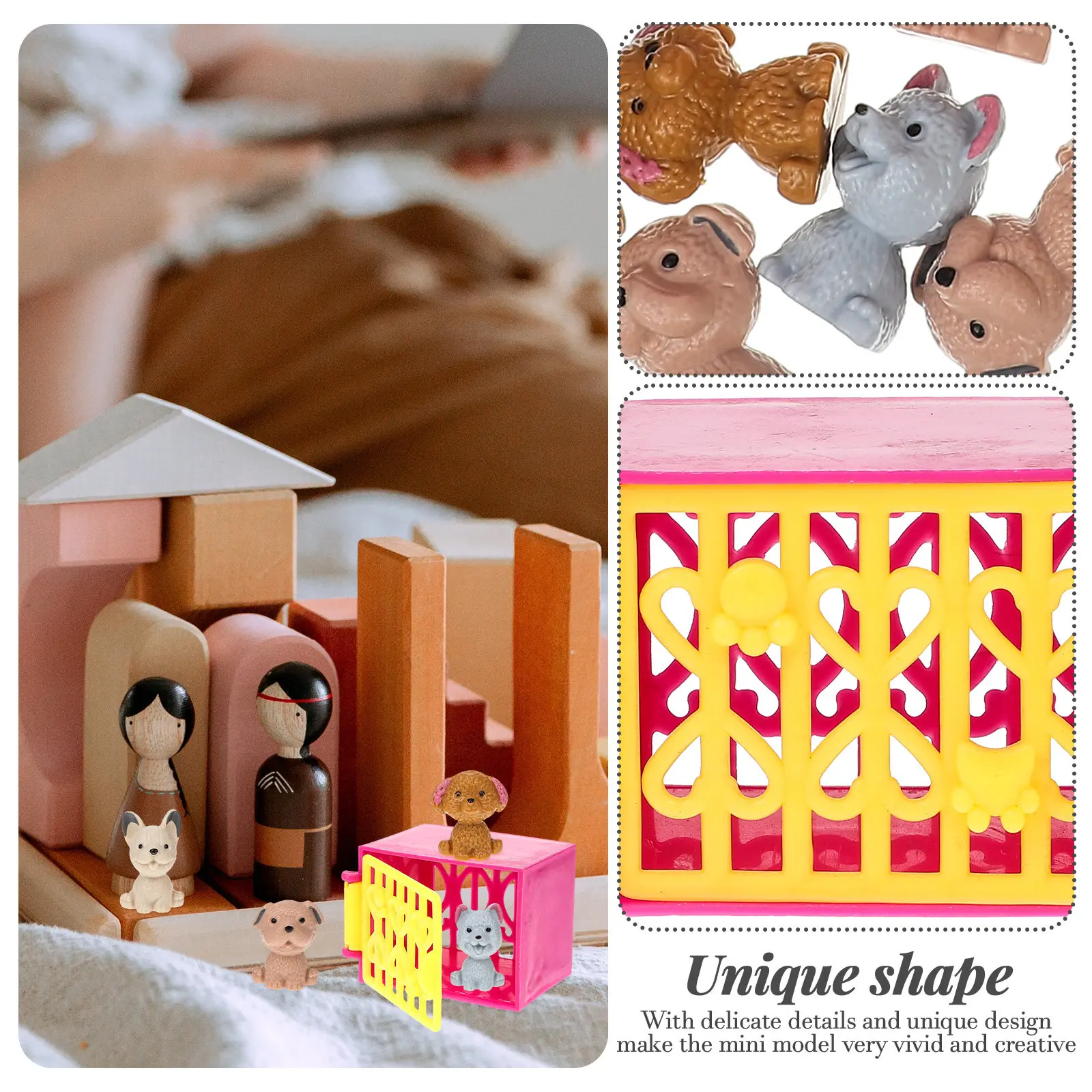 3Sets Mini Pet House Mini Cage Pet House Landscape Prop Miniature Dog Accessories Desktop Decor Micro Scene Supplies
