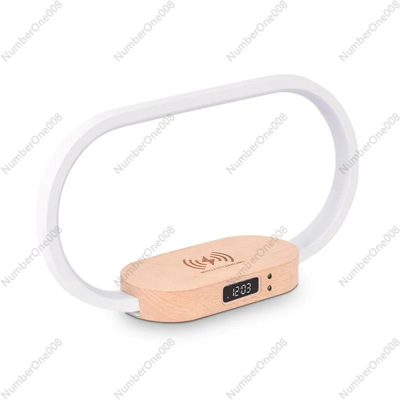 

Настольная лампа для мобильного телефона 15, беспроводная быстрая зарядка, дисплей часов, регулируемая сенсорная лампа для защиты глаз, ночник