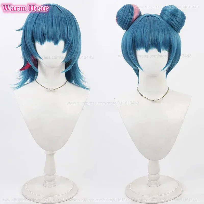 Новый! Jinx Синтетические волосы Game LOL Унисекс Короткая кожа головы Синий Косплей Аниме Парик Термостойкие волосы Парики для Хэллоуина + Кепка для парика