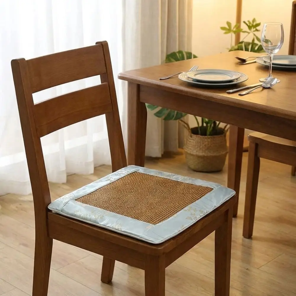 Portable Thickened Summer Cooling Mat Breathable Japanese Style Chair Pad Square Soft Rattan Weaving Seat Cushion Car