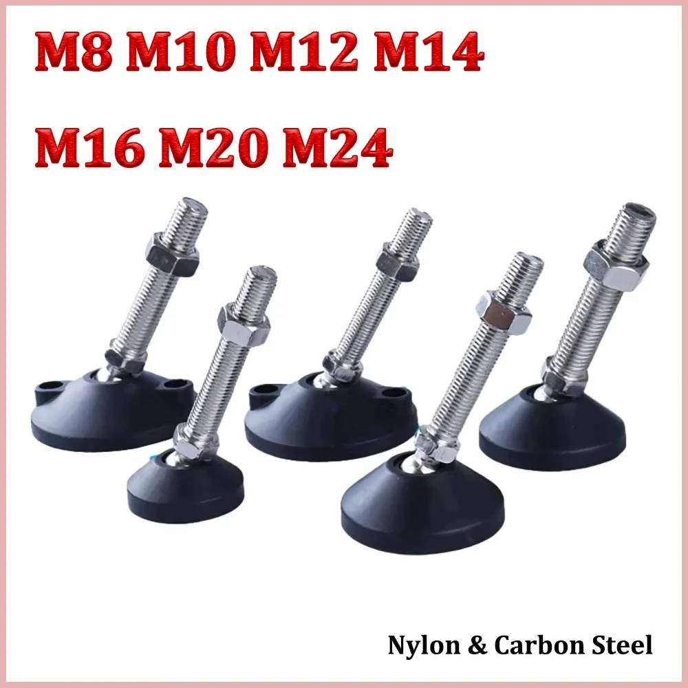 1PCS Nylon Universal Adjusting Foot With Threaded M8 M10 M12 M14 M16 M20 M24 Rubber Seat Anti-Slip Furniture Guard Glide Pad