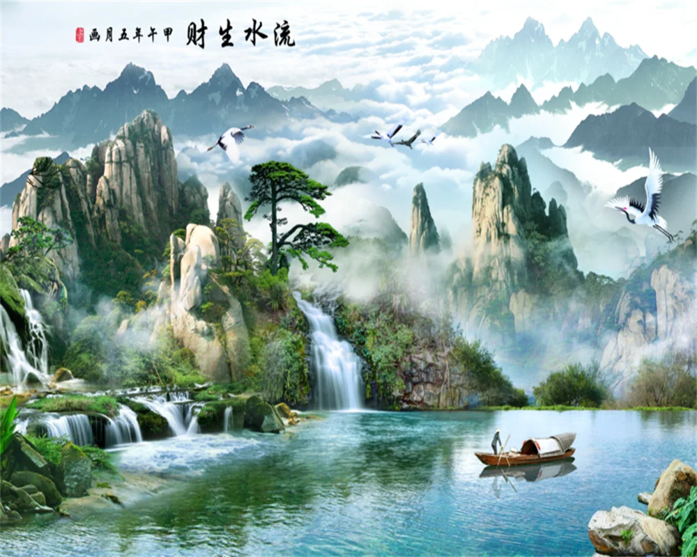 beibehang Customized modern new bedroom living room natural scenery landscape decorative painting papel de parede wallpaper