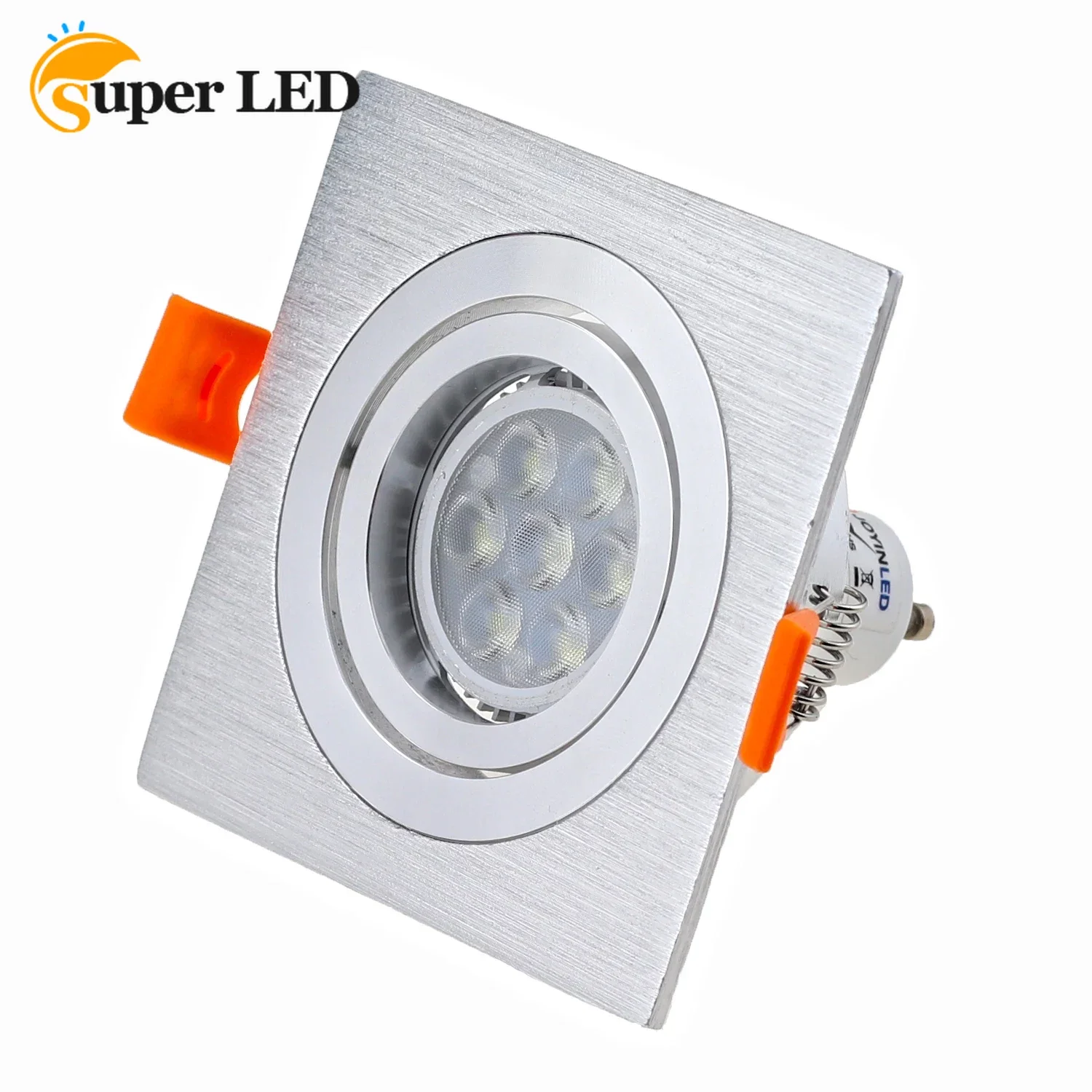 Square Shape Gu10/mr16/gu5.3 Standard Recessed Led Downlights White Silver Fitting Cut Out 70mm Fixture Frame