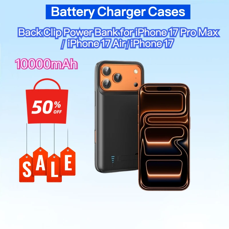 

New 10000mAh Back Clip Power Bank for iPhone 17 Pro Max / iPhone 17 Air, Portable Battery Charger Cases Airline Approved