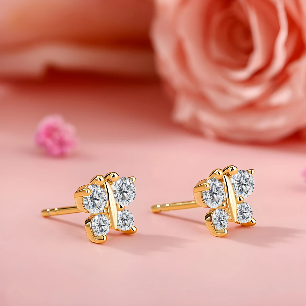 ترفرف فراشة 14K الذهب الفتيات أقراط D اللون VVS1 مويسانيتي الماس ترصيع للنساء AU585 الأصلي معتمد هدية حفلة