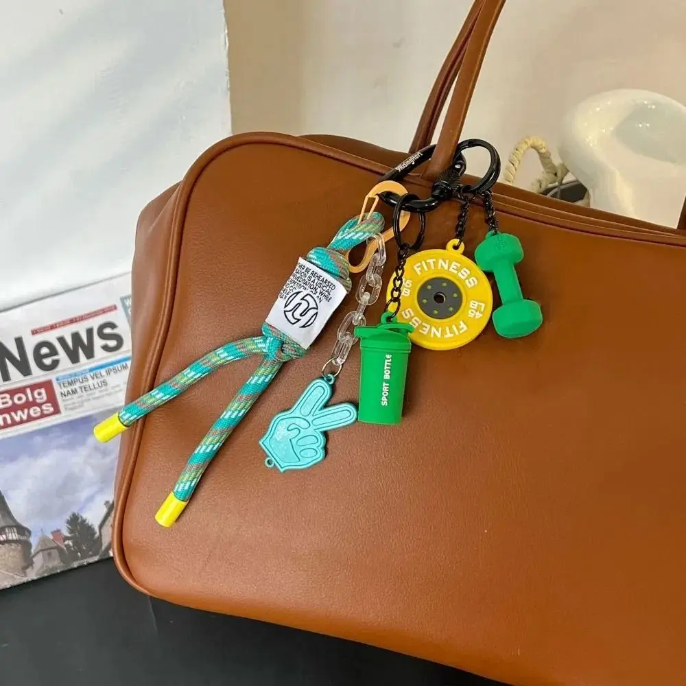 

Mini Fitness Series Pendant with D-shaped Buckle Colorful Barbell Plates Key Chain Bag Charm Creative