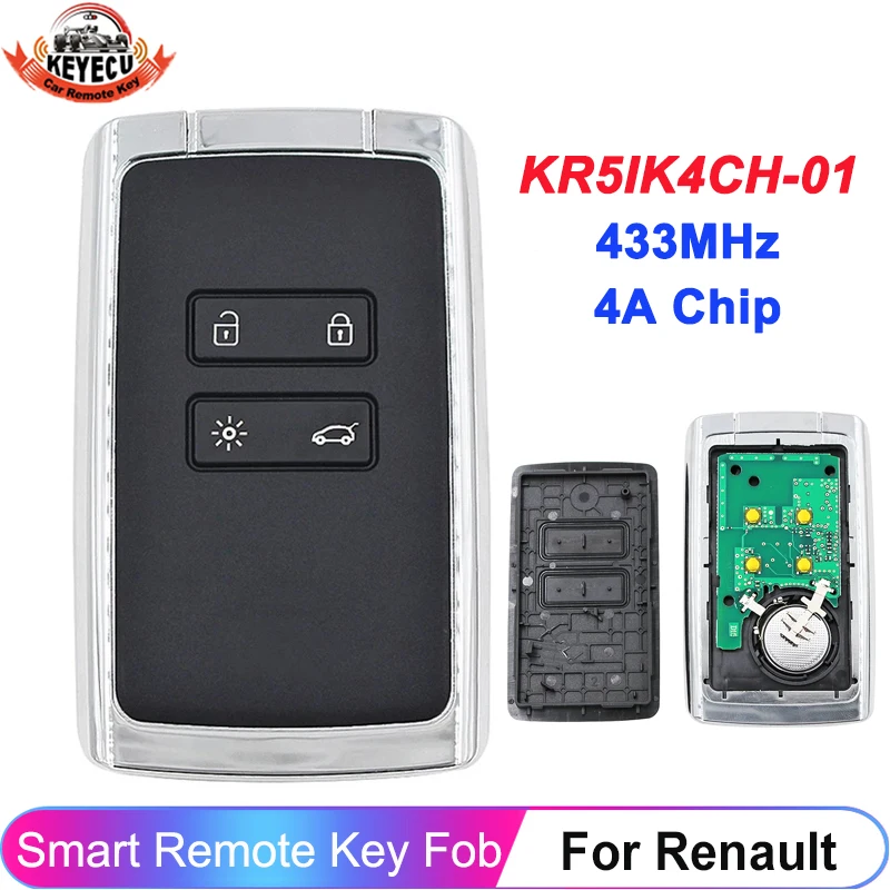 

KEYECU KR5IK4CH-01 Keyless For 2016 2017 2018 2019 Renault Megane 4 Talisman Espace 5 Kadjar Smart Key 434MHz PCF7953M 4A Chip