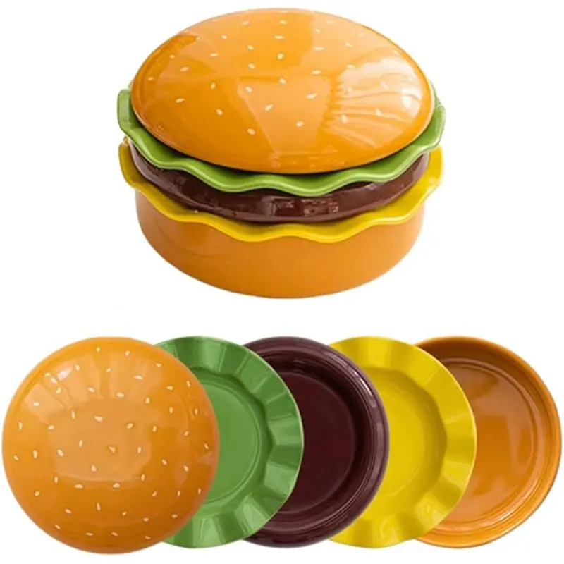 

Hamburger-shaped Bone Dish & Dipping Bowl, Creative Household Plate, Decorative Table Snack Storage Tray