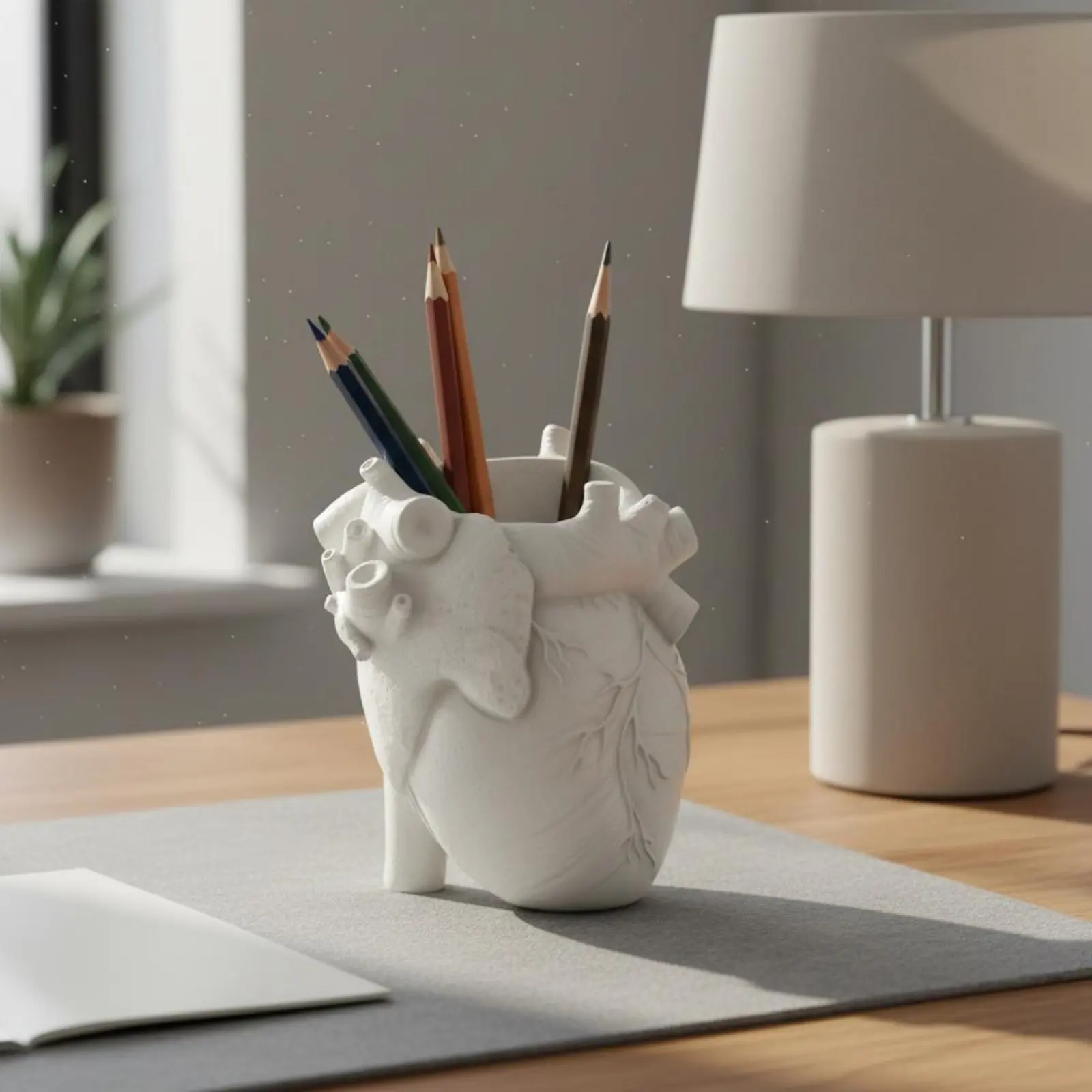 Anatomical Heart Pen Holder Artistic Resin Heart Desk Organizer Organ Shaped Pen Cup Decorative Conversation Piece