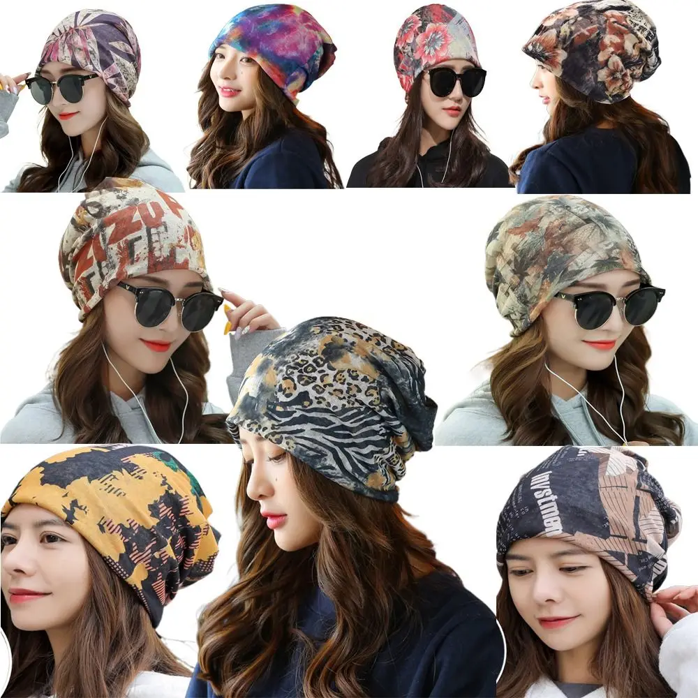 Collar Summer Hat Head Wrap Lady Women  Cap Scarf Turban Stripe Hat Beanie Outdoor Cap Ruffle Cancer Hat